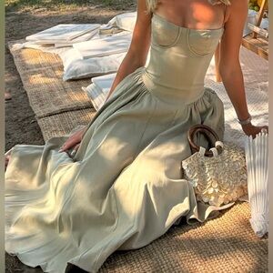 HOUSE OF CB 'Samaria' Taupe Corset Sundress Size Small Regular Cup A-C/ NWOT